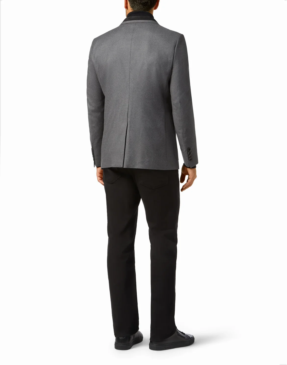 Wool Blazer Tailored Fit suede inserts Double B, цвет: Серый