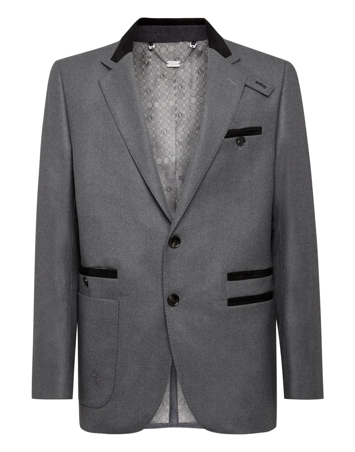Wool Blazer Tailored Fit suede inserts Double B, цвет: Серый