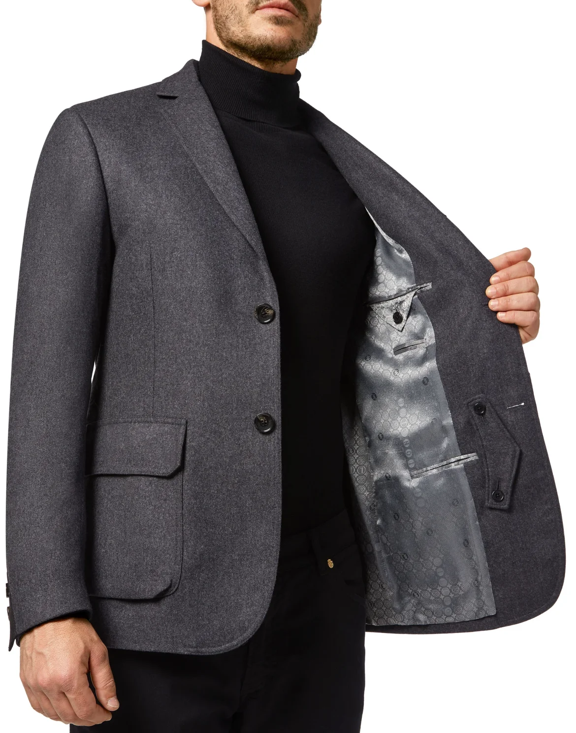 Wool Cashmere Blazer Tailored Fit Crest, цвет: Черный