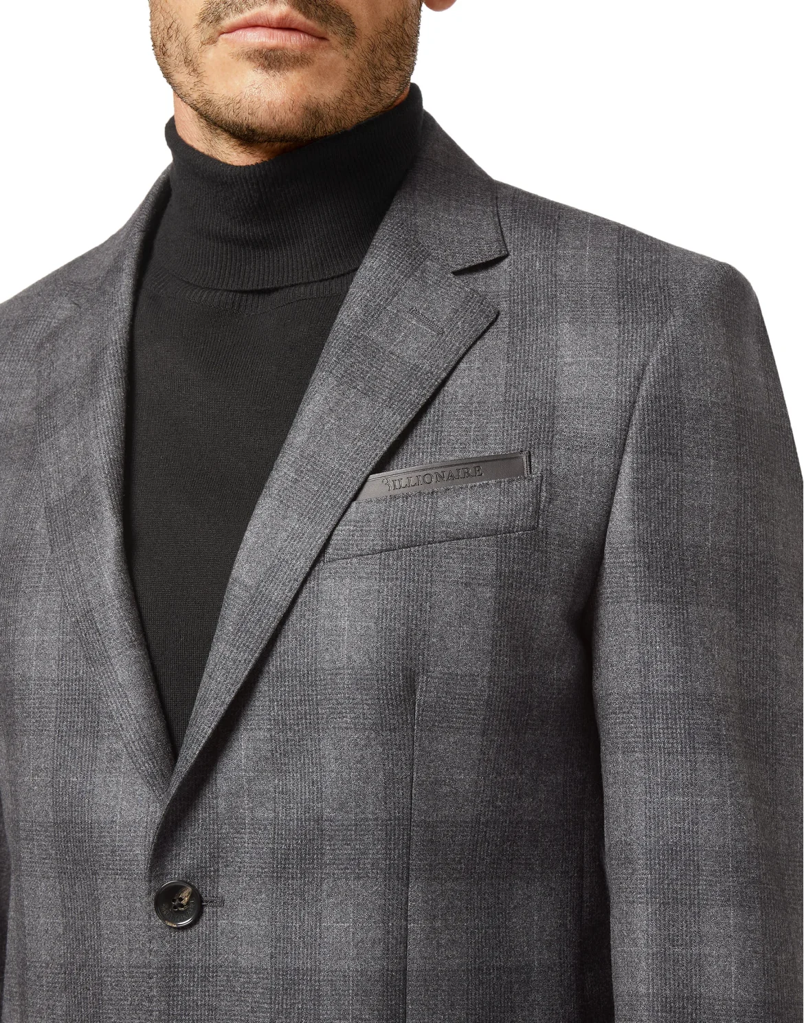 Wool Blazer Tailored Fit Check Crest, цвет: Черный