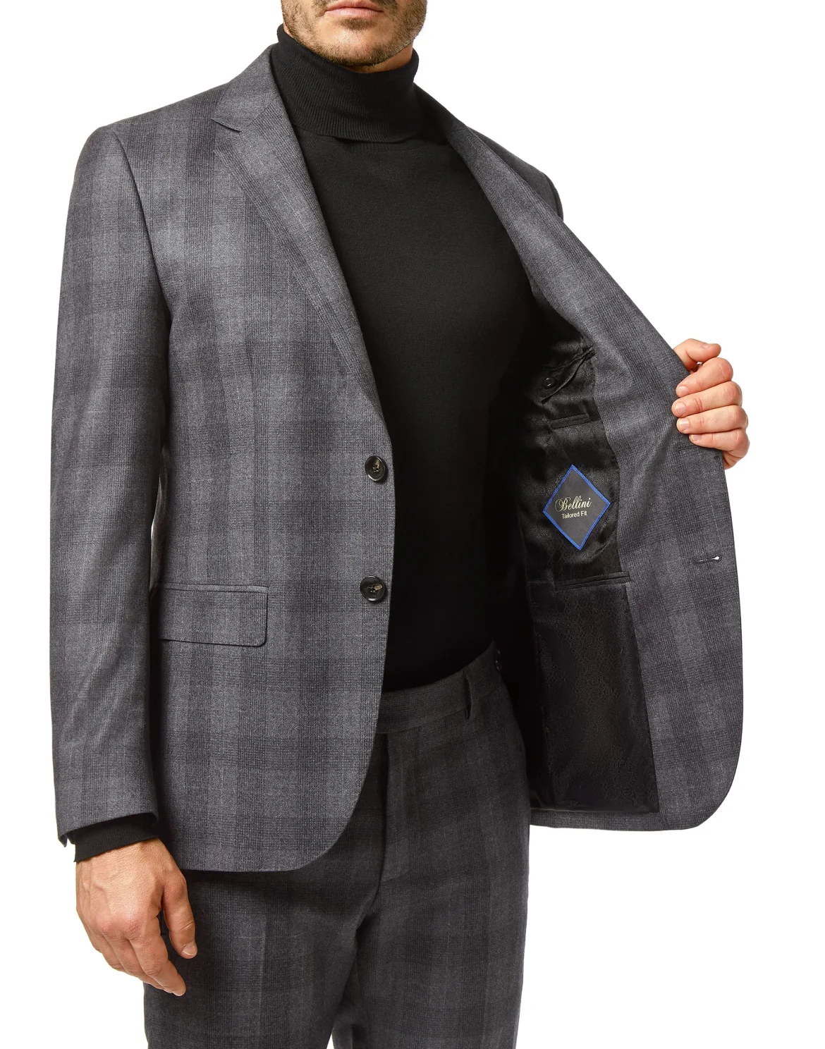 Wool Blazer Tailored Fit Check Crest, цвет: Черный
