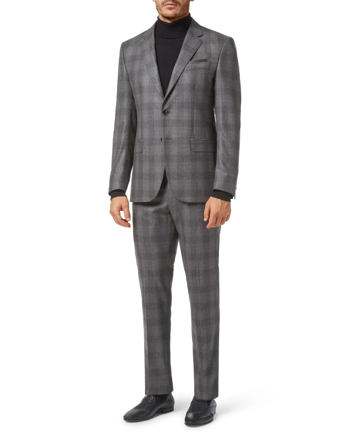 Wool Blazer Tailored Fit Check Crest, цвет: Черный