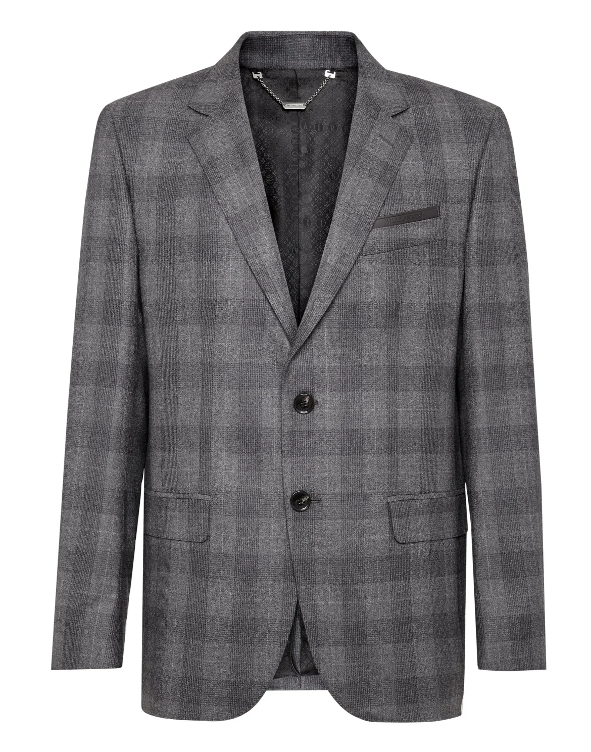 Wool Blazer Tailored Fit Check Crest, цвет: Черный