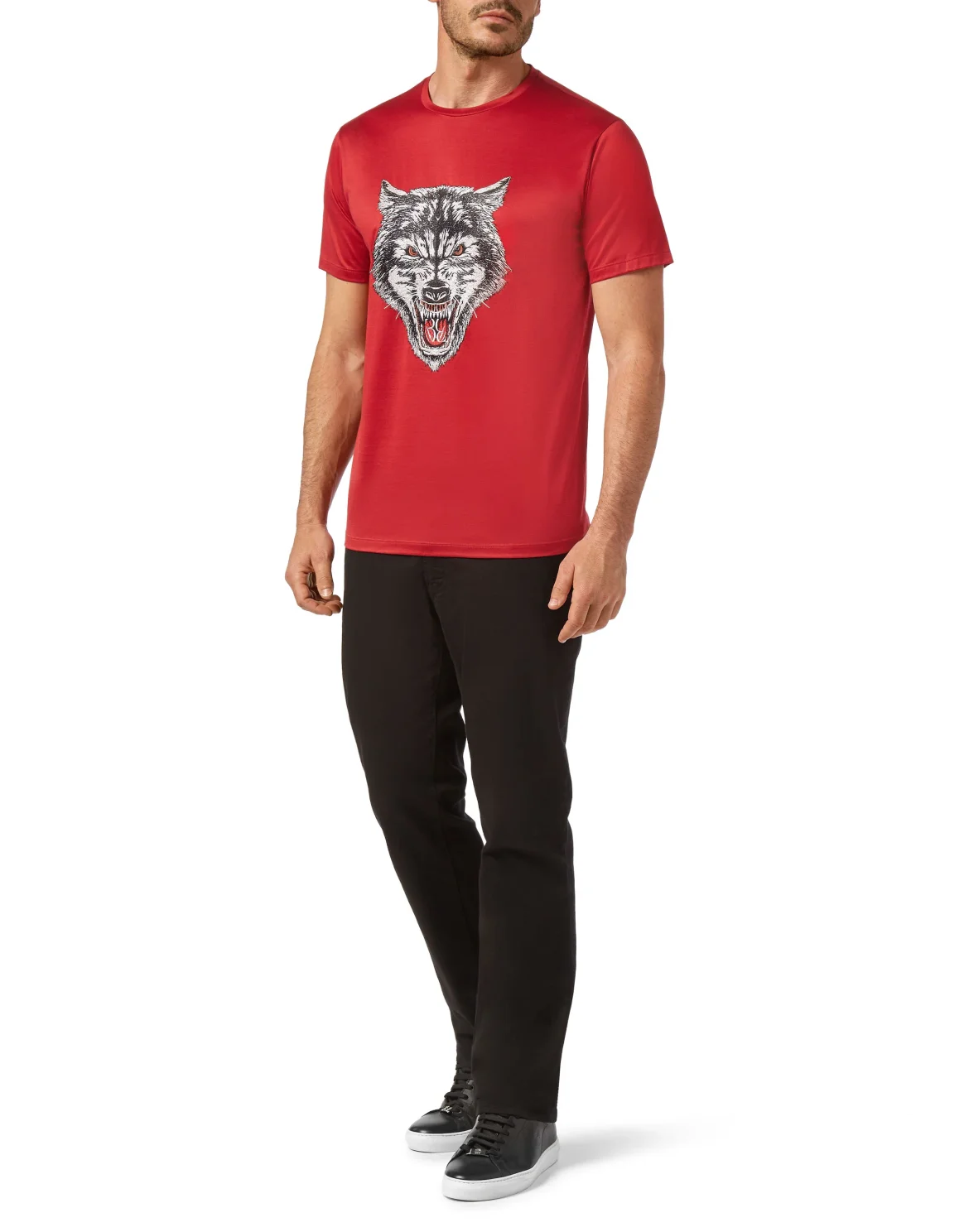 T-shirt Round Neck SS Wolf, цвет: Красный