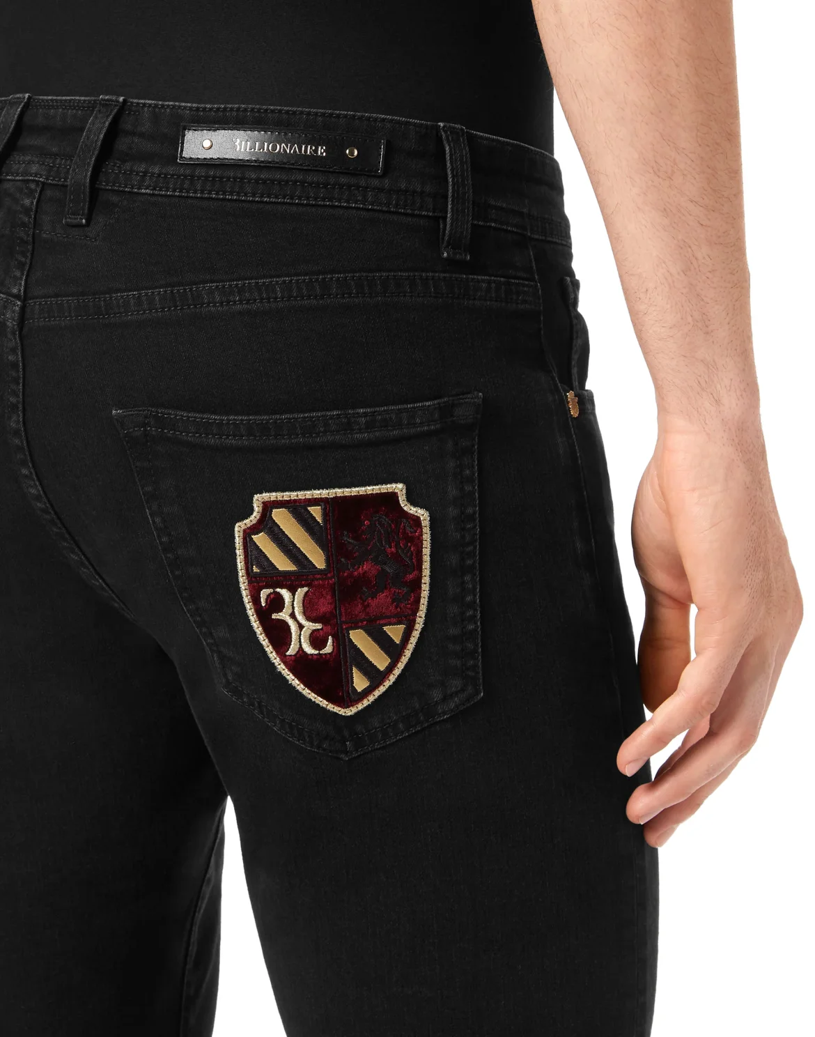 Denim Trousers Super Straight Cut Patches, цвет: Черный