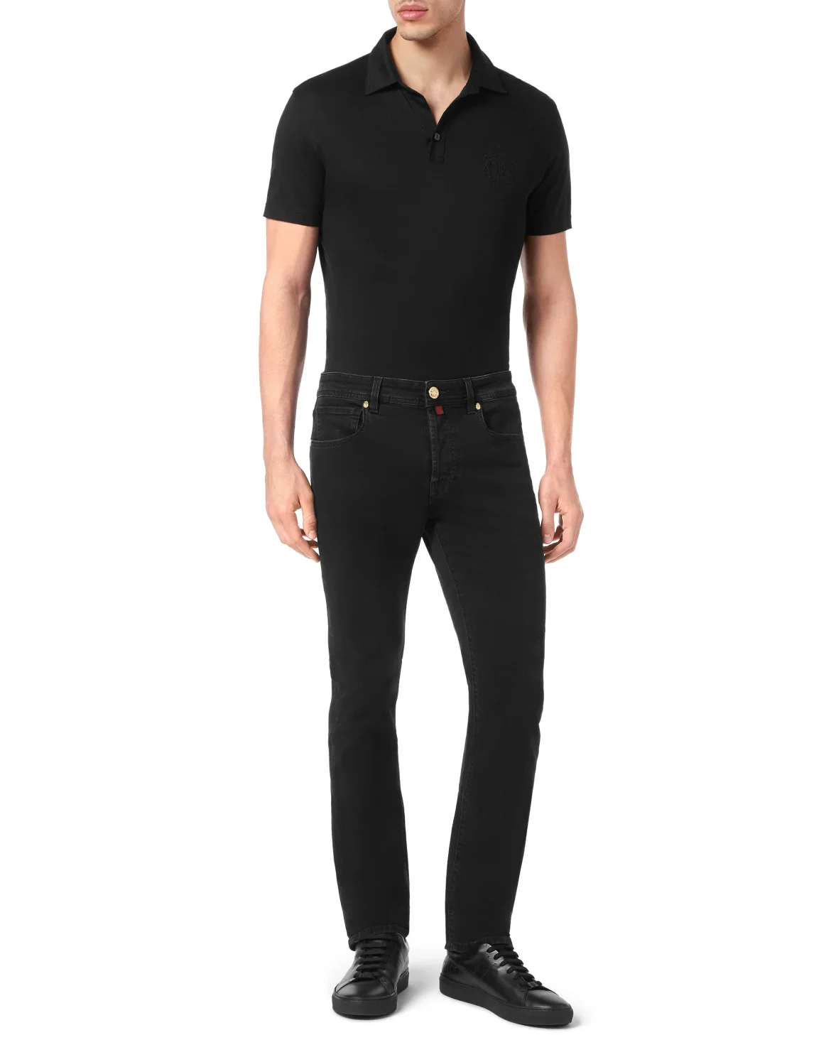Denim Trousers Super Straight Cut Patches, цвет: Черный