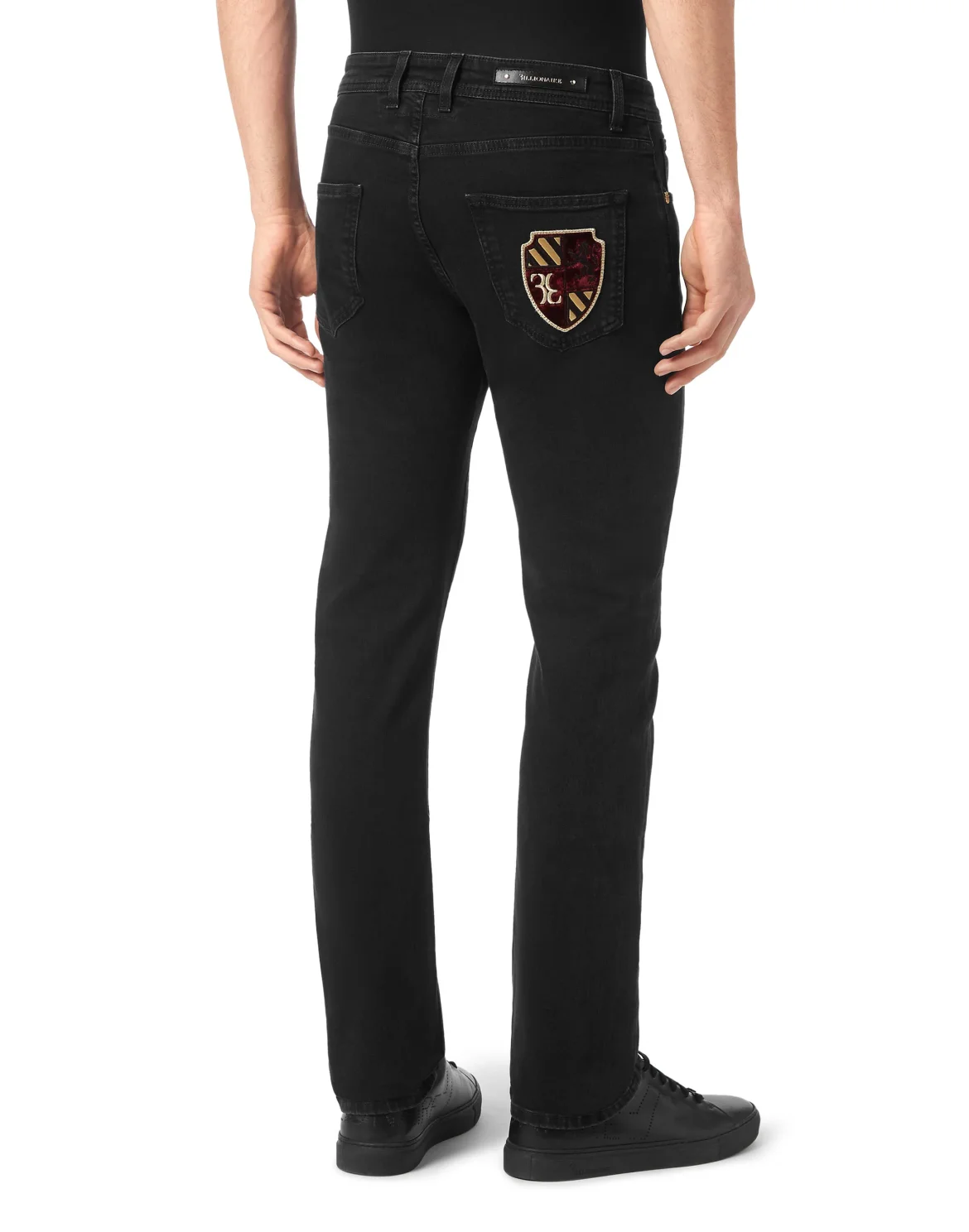 Denim Trousers Super Straight Cut Patches, цвет: Черный