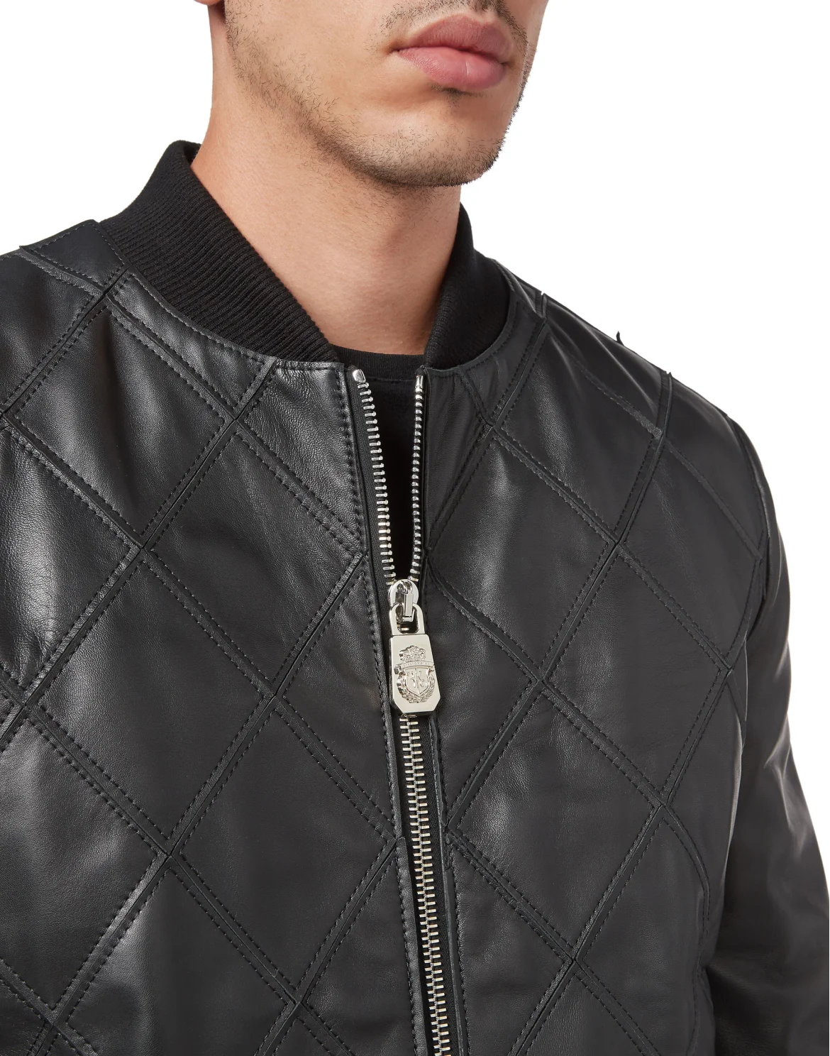 Diamond leather Bomber, цвет: Черный