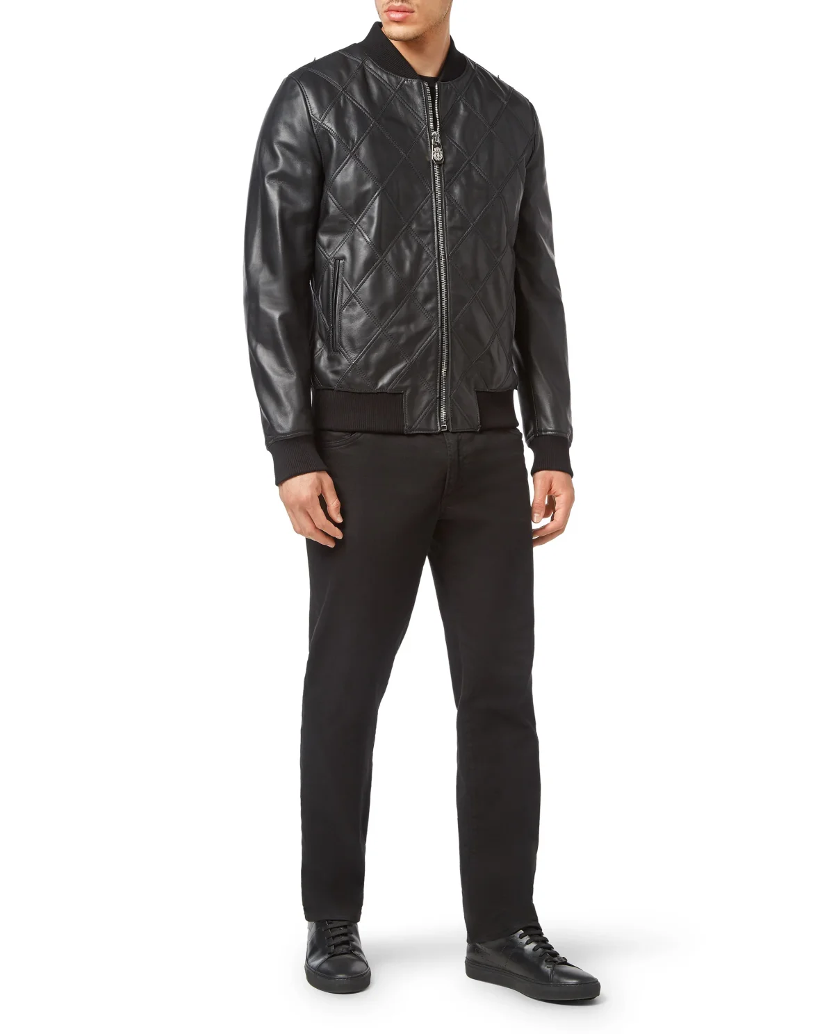 Diamond leather Bomber, цвет: Черный