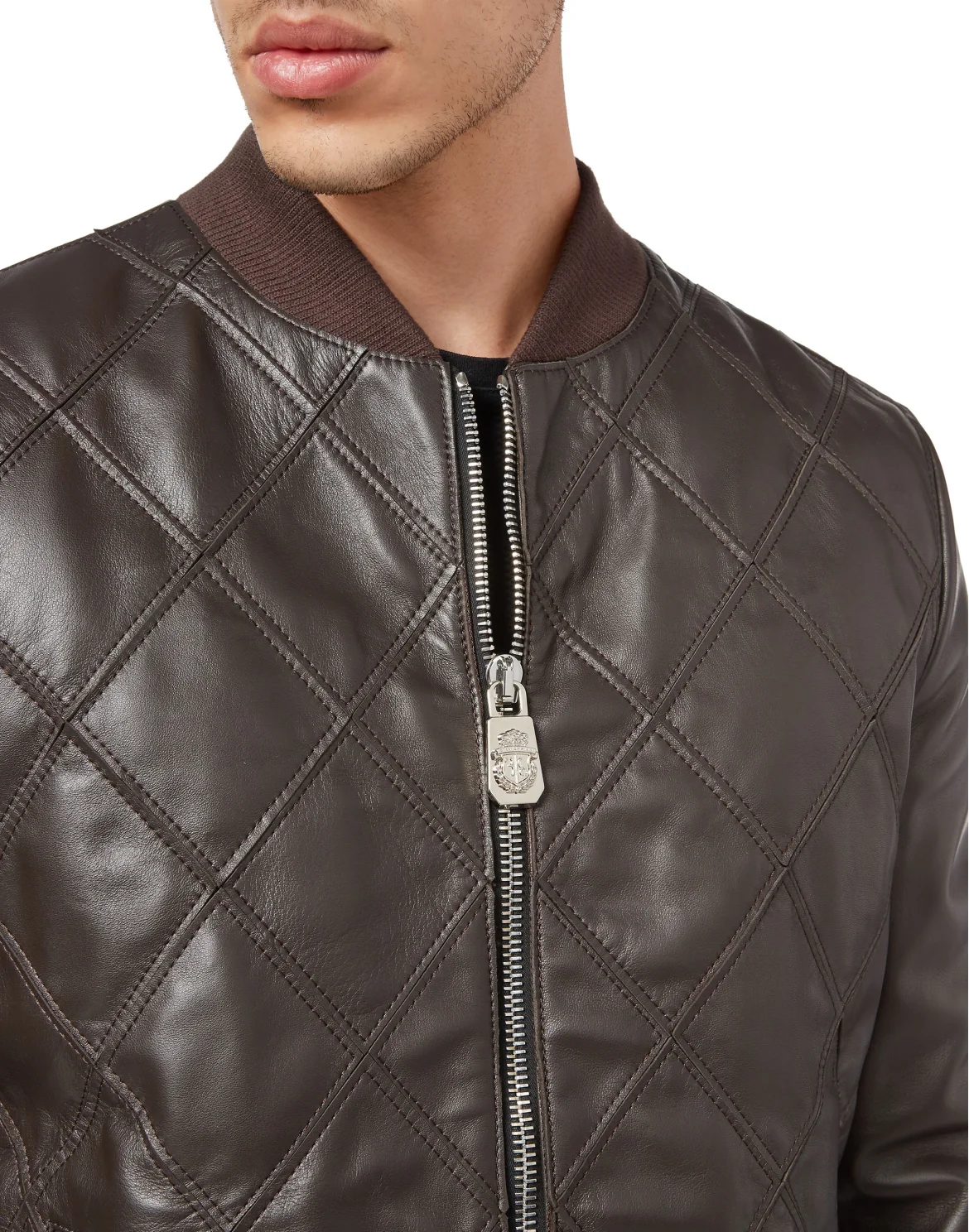 Diamond leather Bomber, цвет: Коричневый