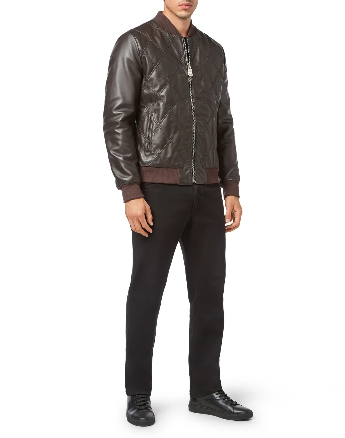 Diamond leather Bomber, цвет: Коричневый