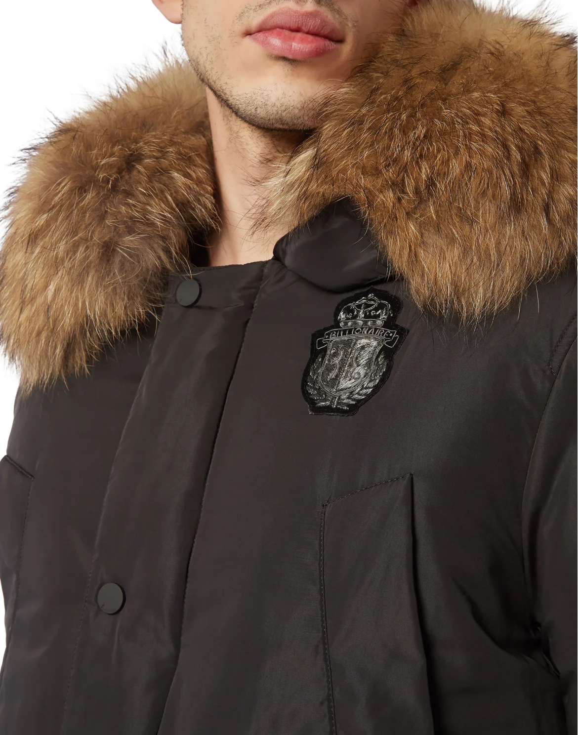 Down Parka with Fur, цвет: Черный