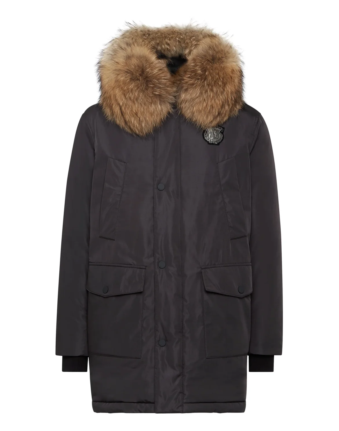 Down Parka with Fur, цвет: Черный