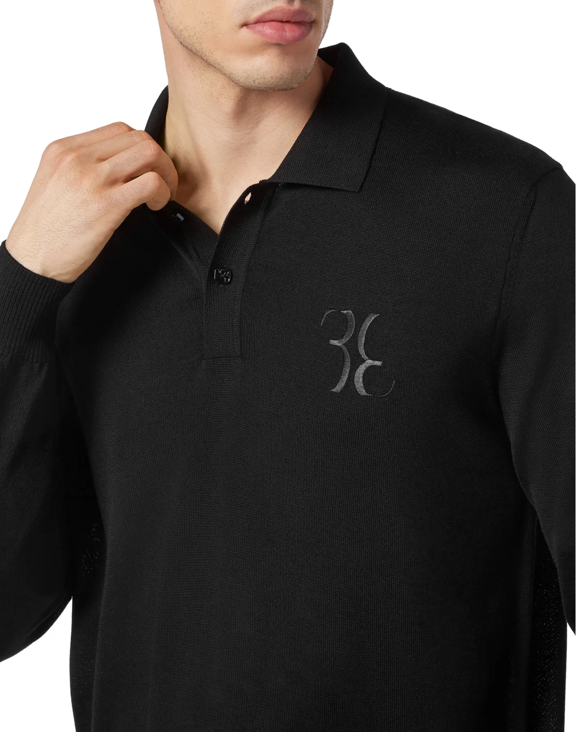 Wool and Silk Pullover Polo-Neck LS, цвет: Черный