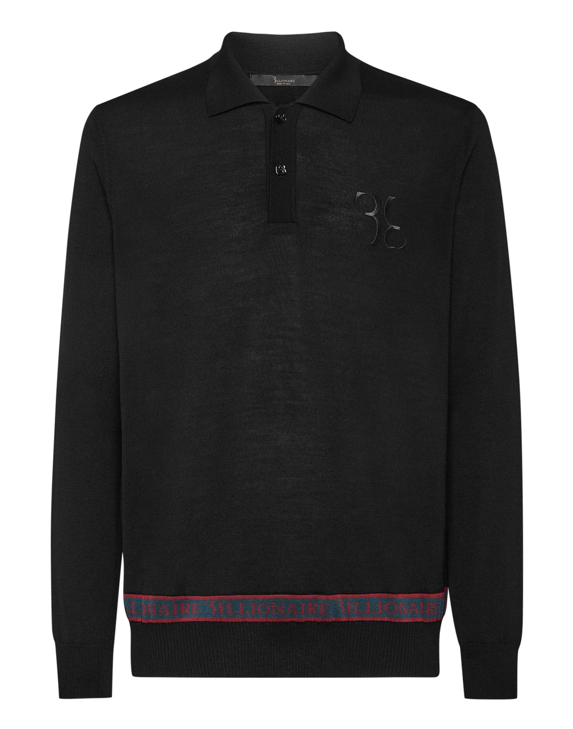 Wool and Silk Pullover Polo-Neck LS, цвет: Черный
