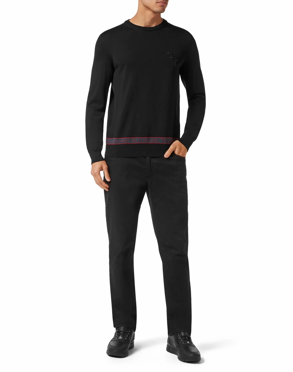 Wool and Silk Pullover Round Neck LS, цвет: Черный