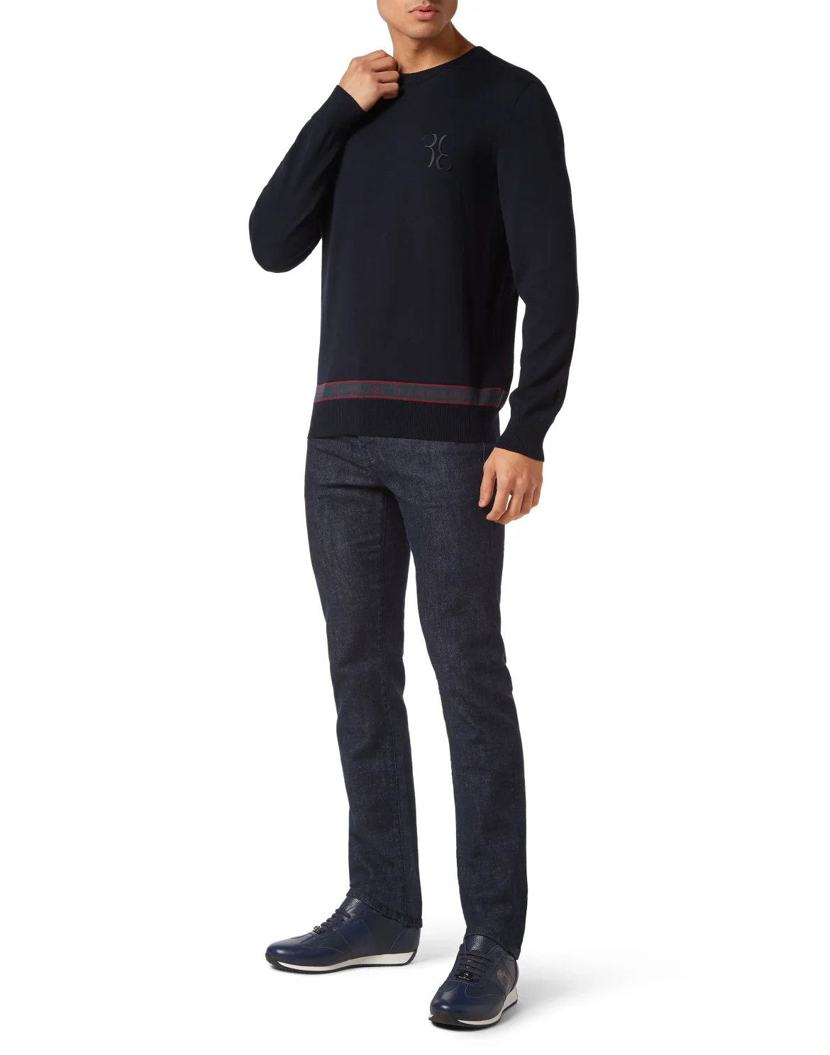 Wool and Silk Pullover Round Neck LS, цвет: Синий