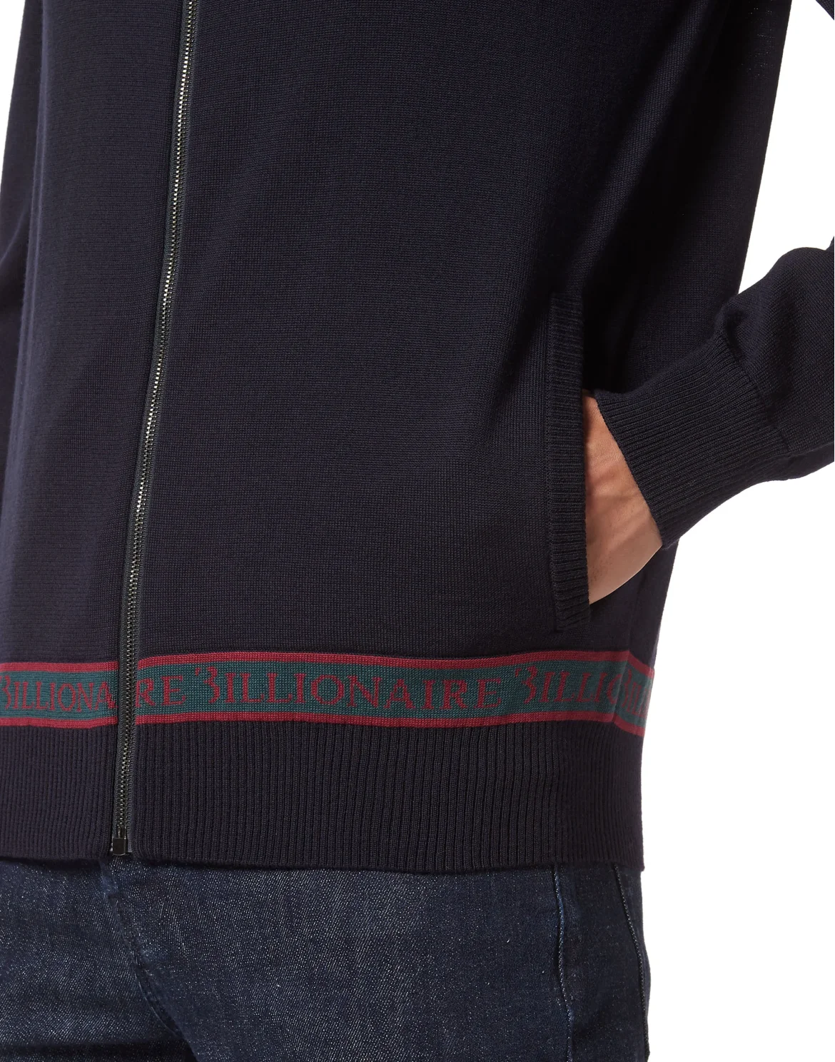 Wool and Silk Pullover full zip, цвет: Синий