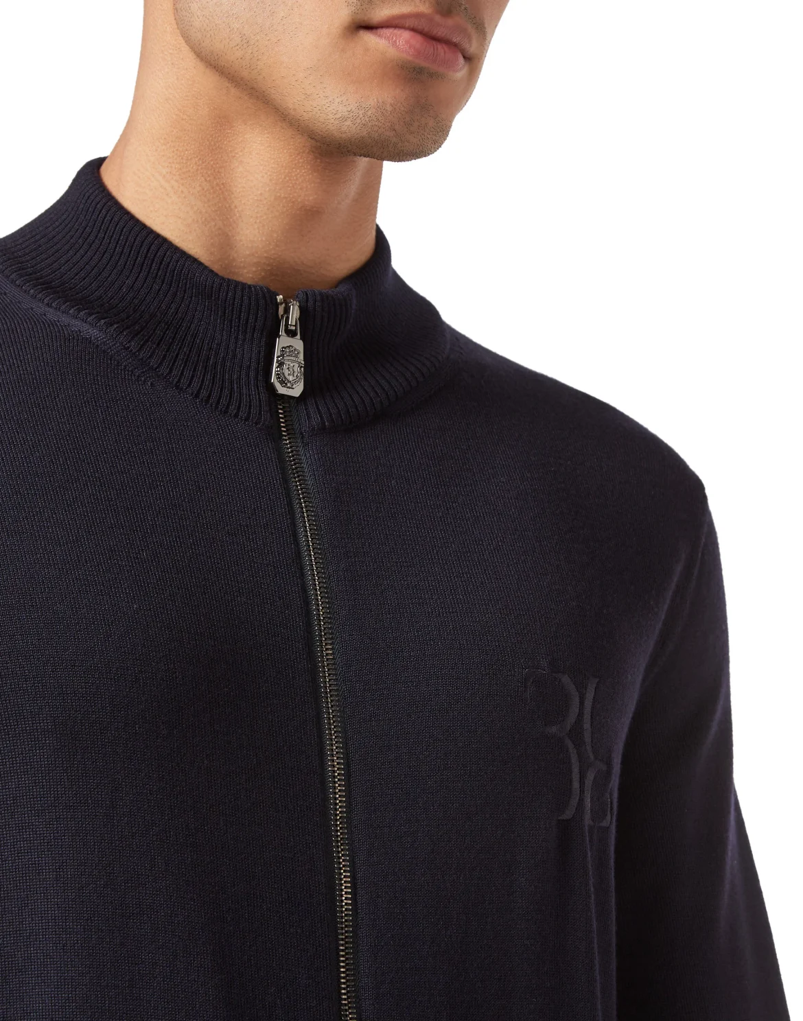 Wool and Silk Pullover full zip, цвет: Синий