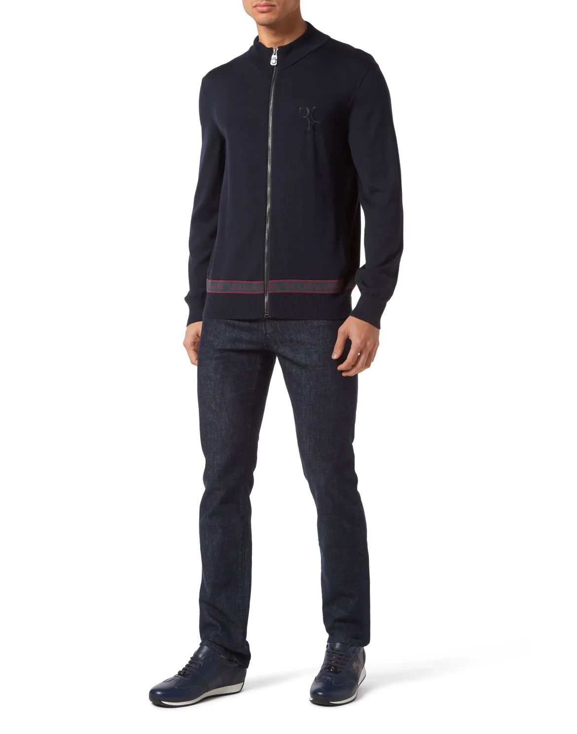 Wool and Silk Pullover full zip, цвет: Синий