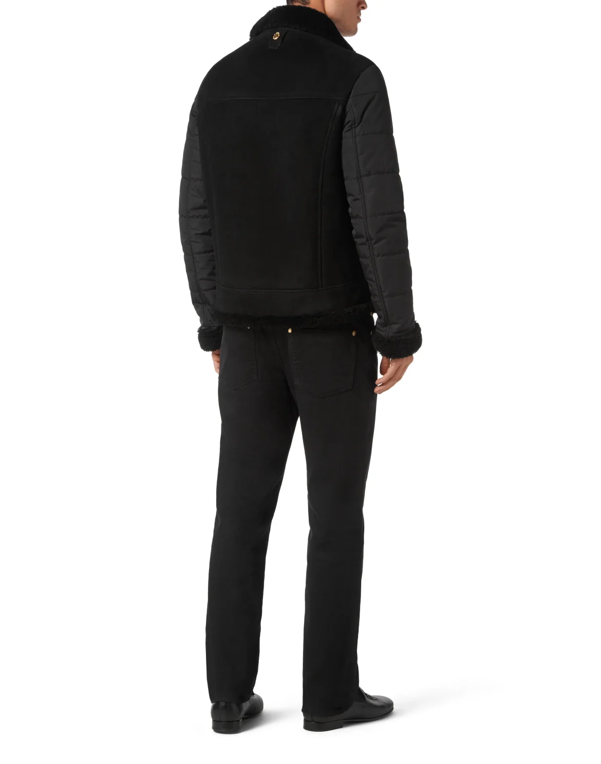 Shearling & Nylon Puffer Jacket, цвет: Черный