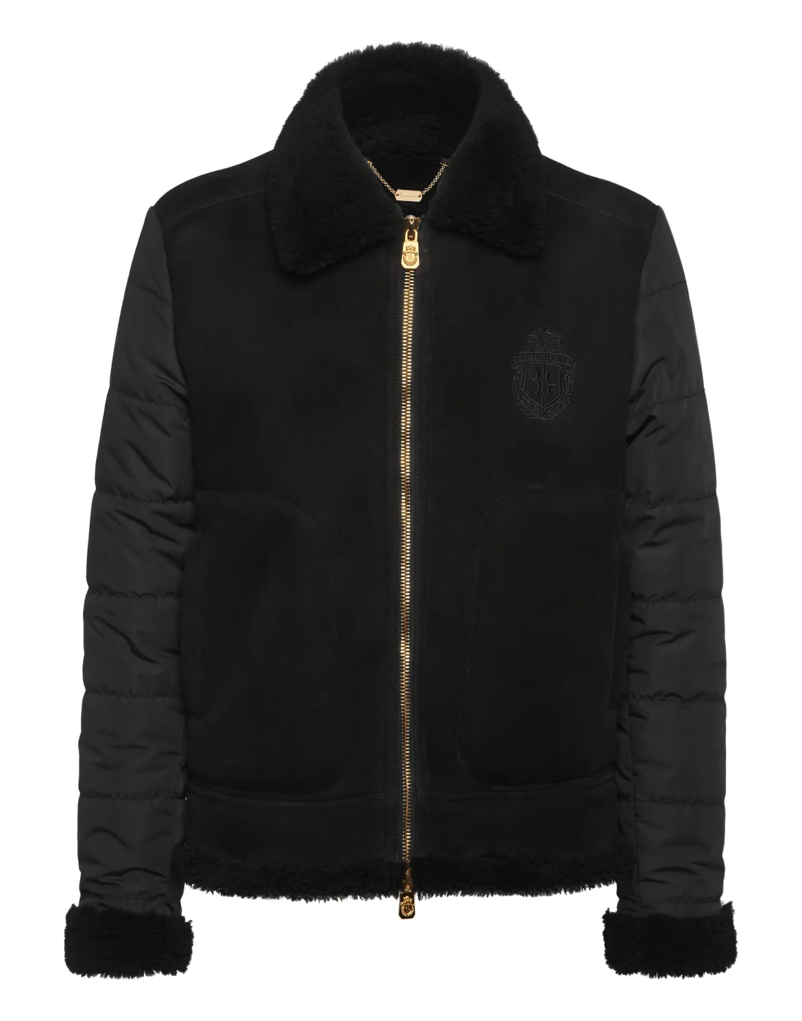 Shearling & Nylon Puffer Jacket, цвет: Черный