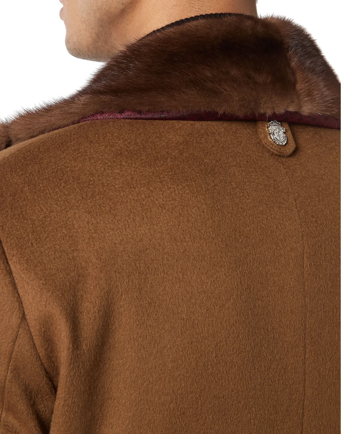Cashmere Long Coat with Real Fur, цвет: Бежевый