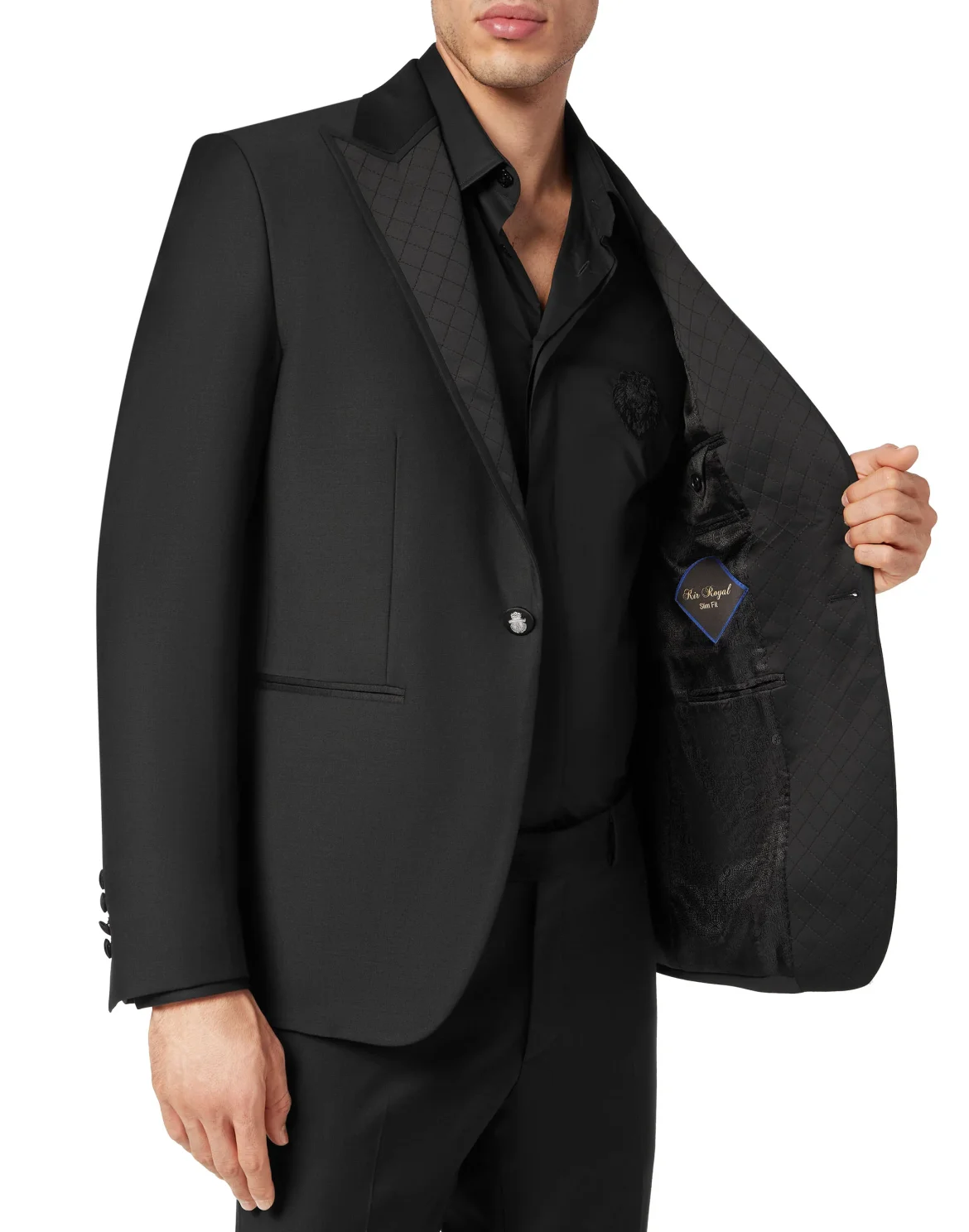 Light Wool and Satin Blazer, цвет: Черный