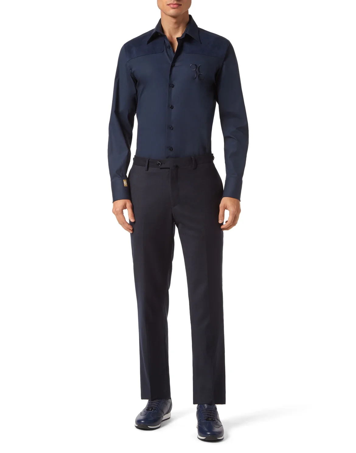 Cotton & Suede Shirt Slim Fit, цвет: Синий