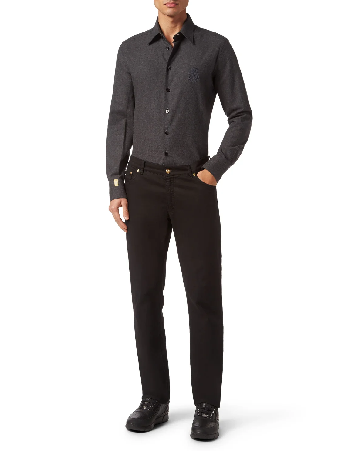 Flannel Shirt Silver Cut LS Slim Fit, цвет: Черный