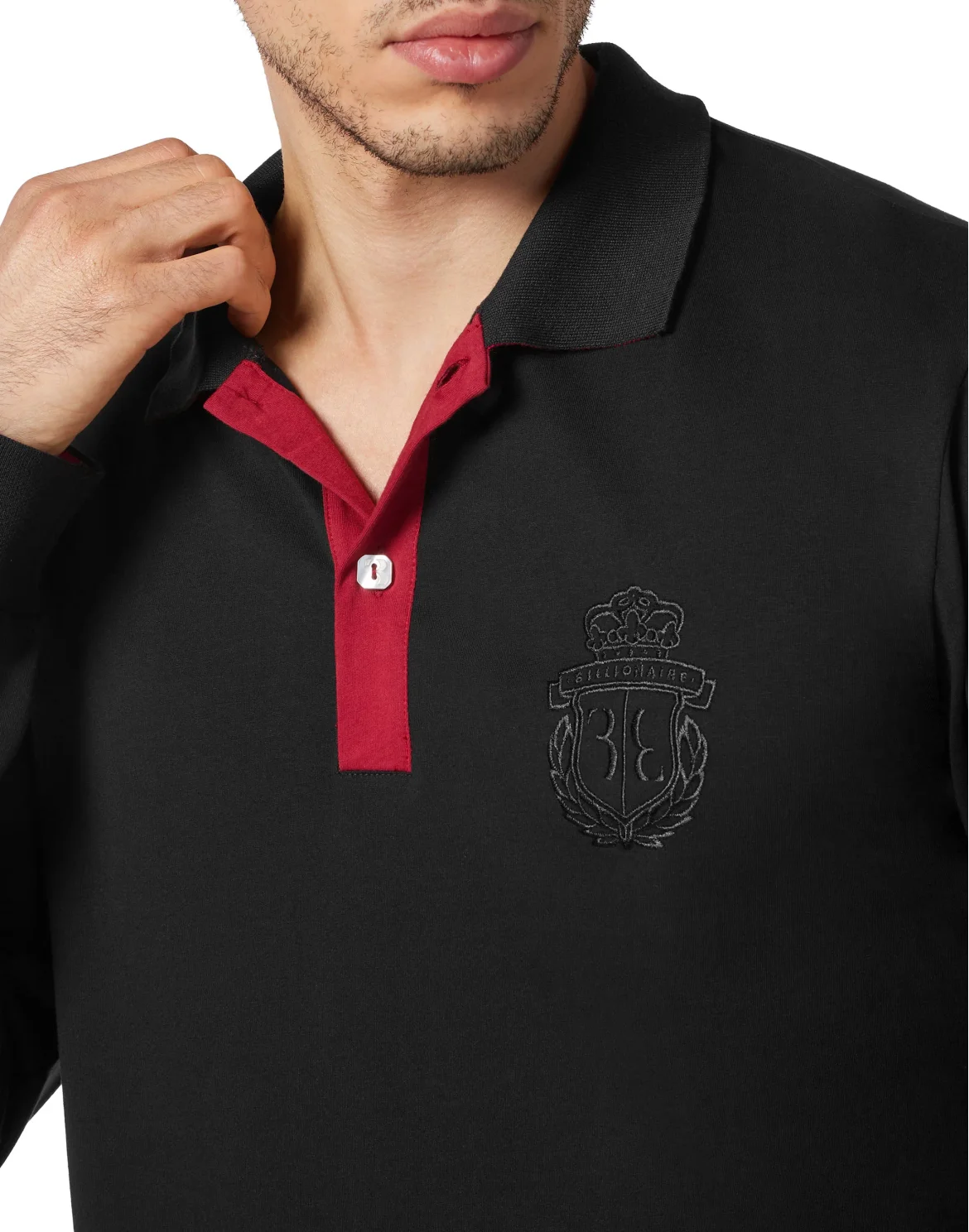 Piquet Polo shirt LS, цвет: Черный