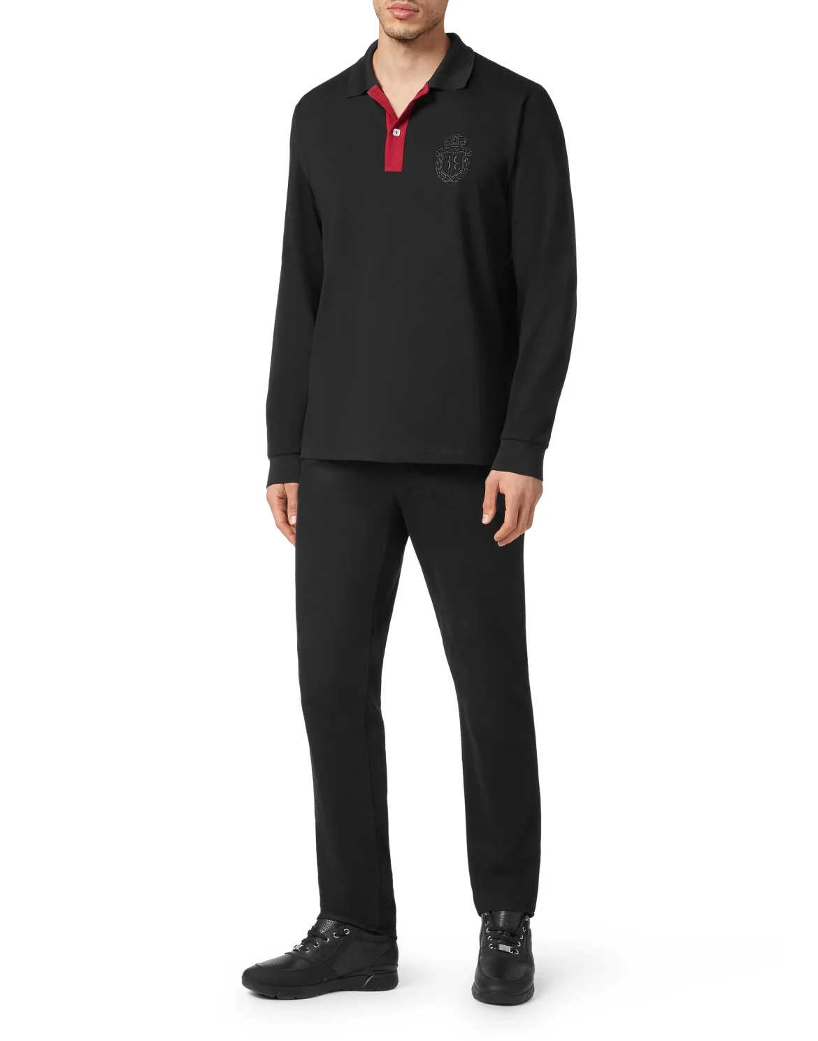 Piquet Polo shirt LS, цвет: Черный