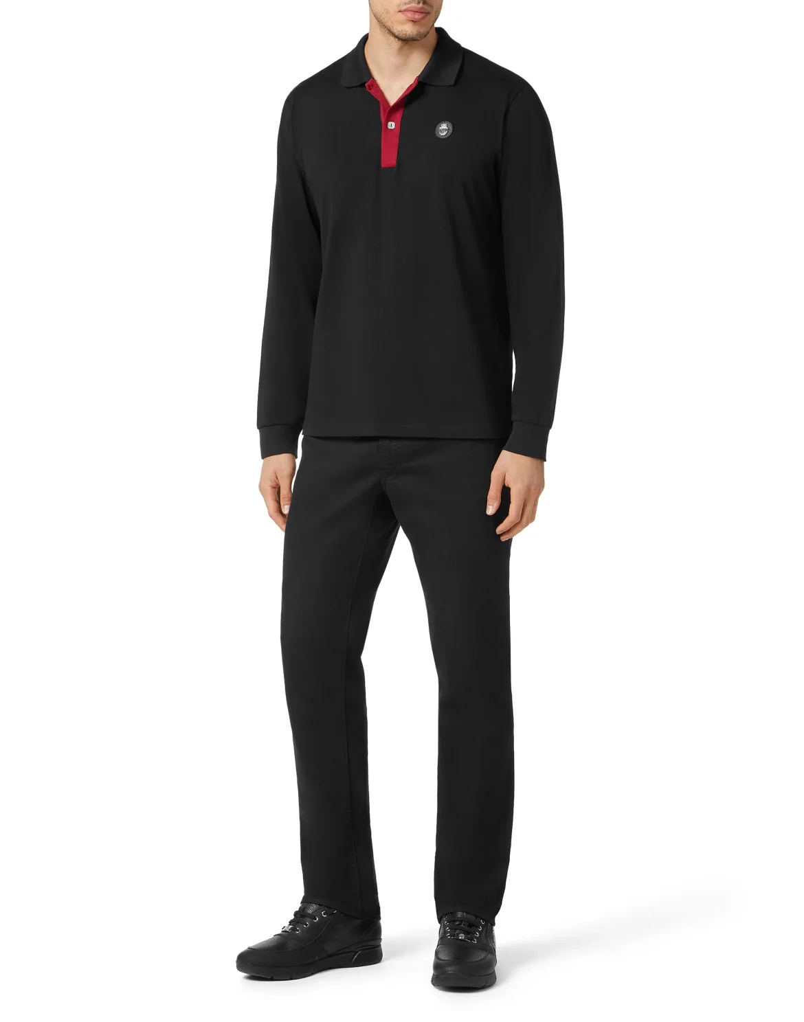 Piquet Polo shirt LS, цвет: Черный