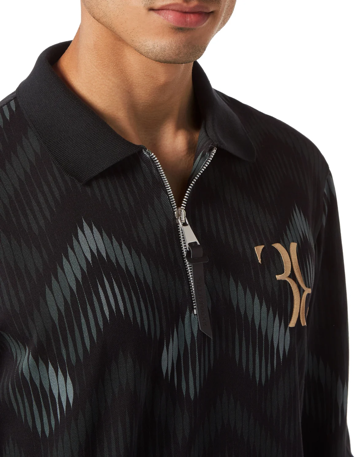 Piquet Polo Shirt LS with Zip, цвет: Черный