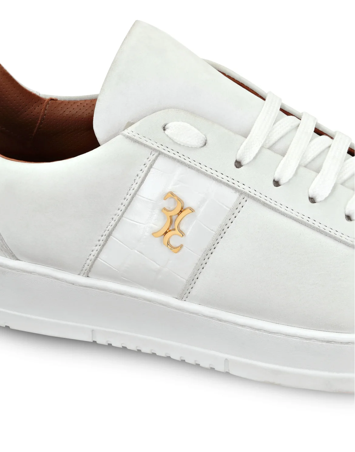 Nabuk and Leather Lo-Top Sneakers, цвет: Белый