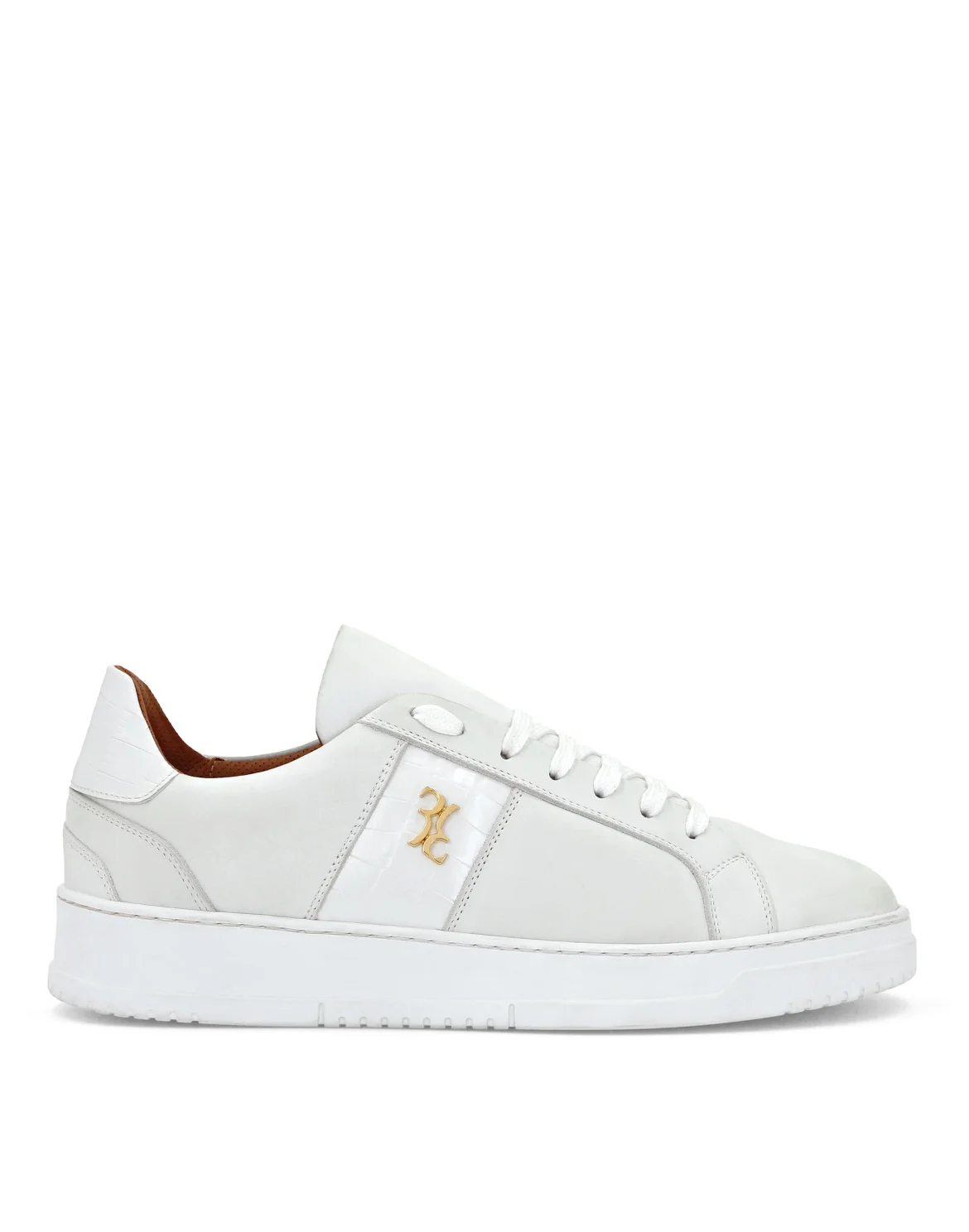 Nabuk and Leather Lo-Top Sneakers, цвет: Белый