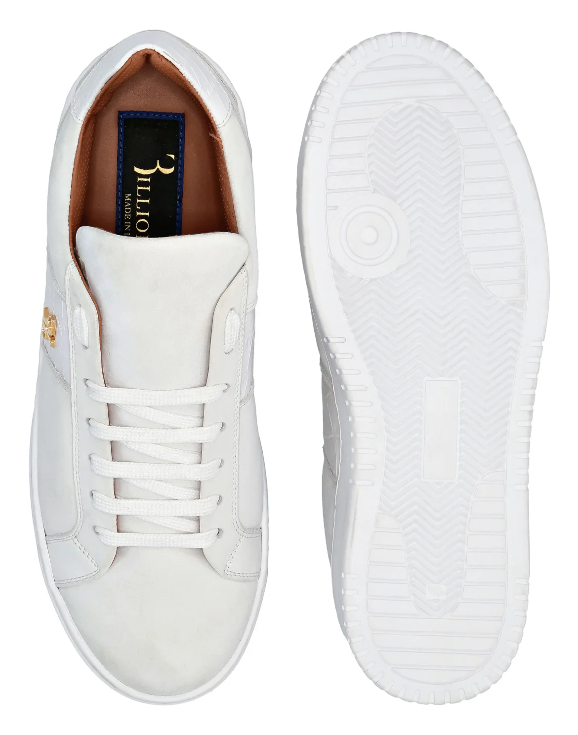 Nabuk and Leather Lo-Top Sneakers, цвет: Белый