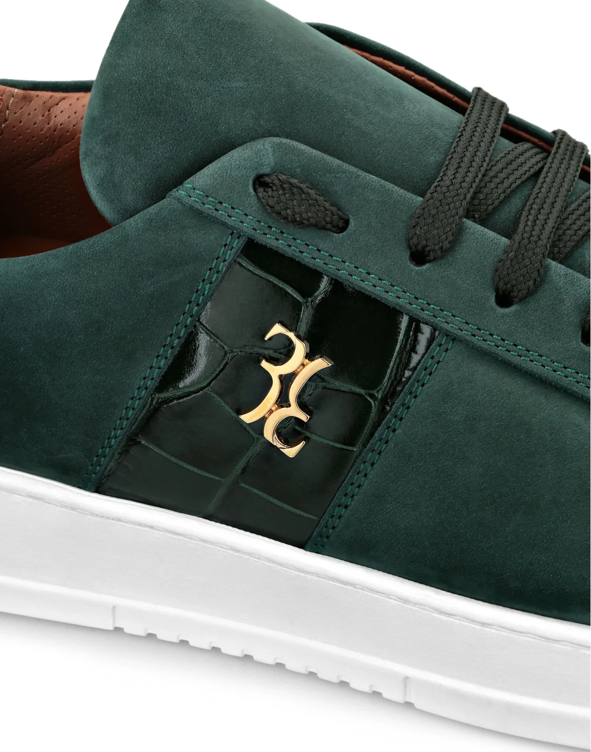 Nabuk and Leather Lo-Top Sneakers, цвет: Зеленый