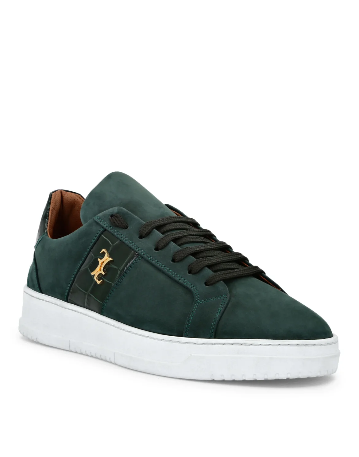 Nabuk and Leather Lo-Top Sneakers, цвет: Зеленый