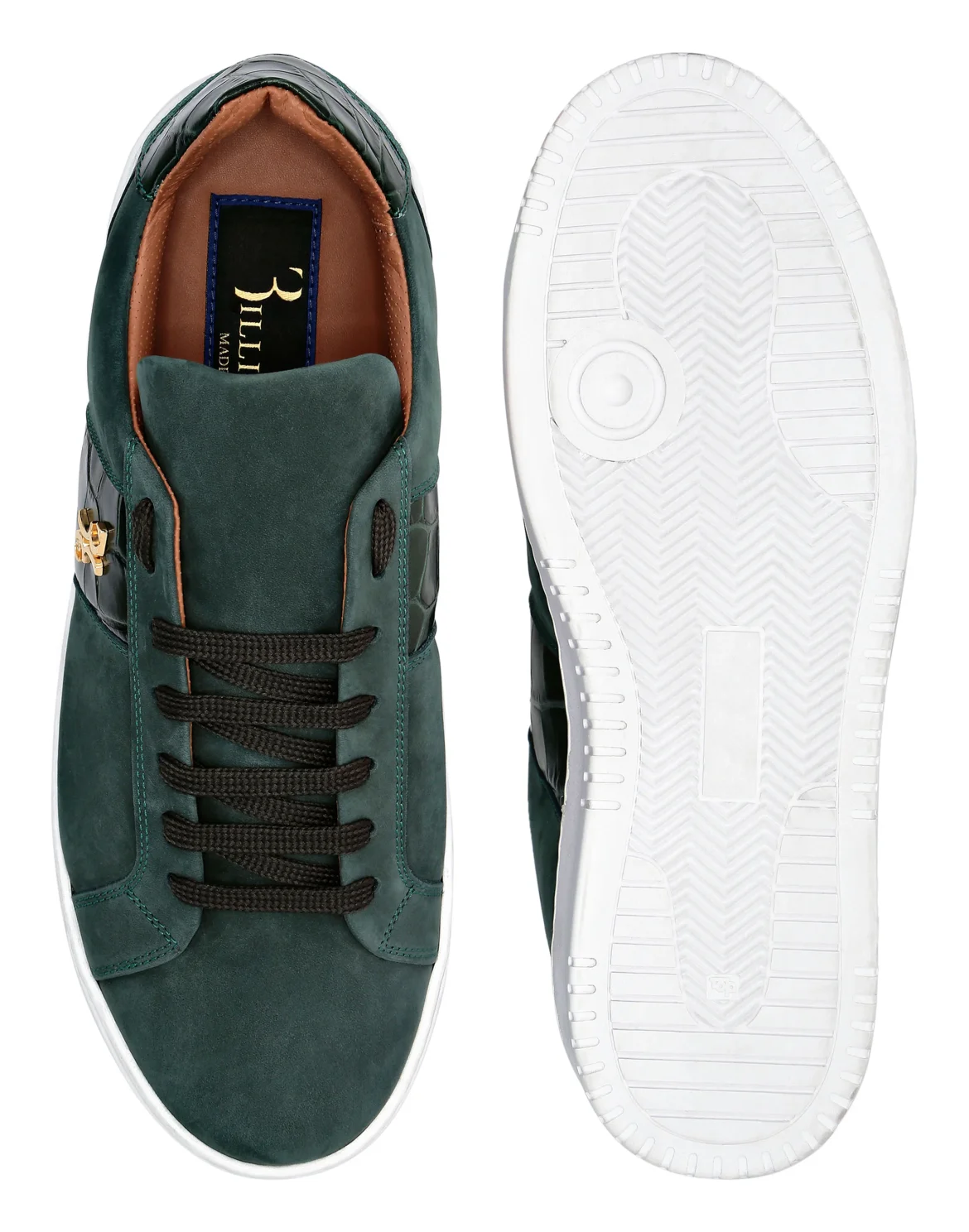 Nabuk and Leather Lo-Top Sneakers, цвет: Зеленый