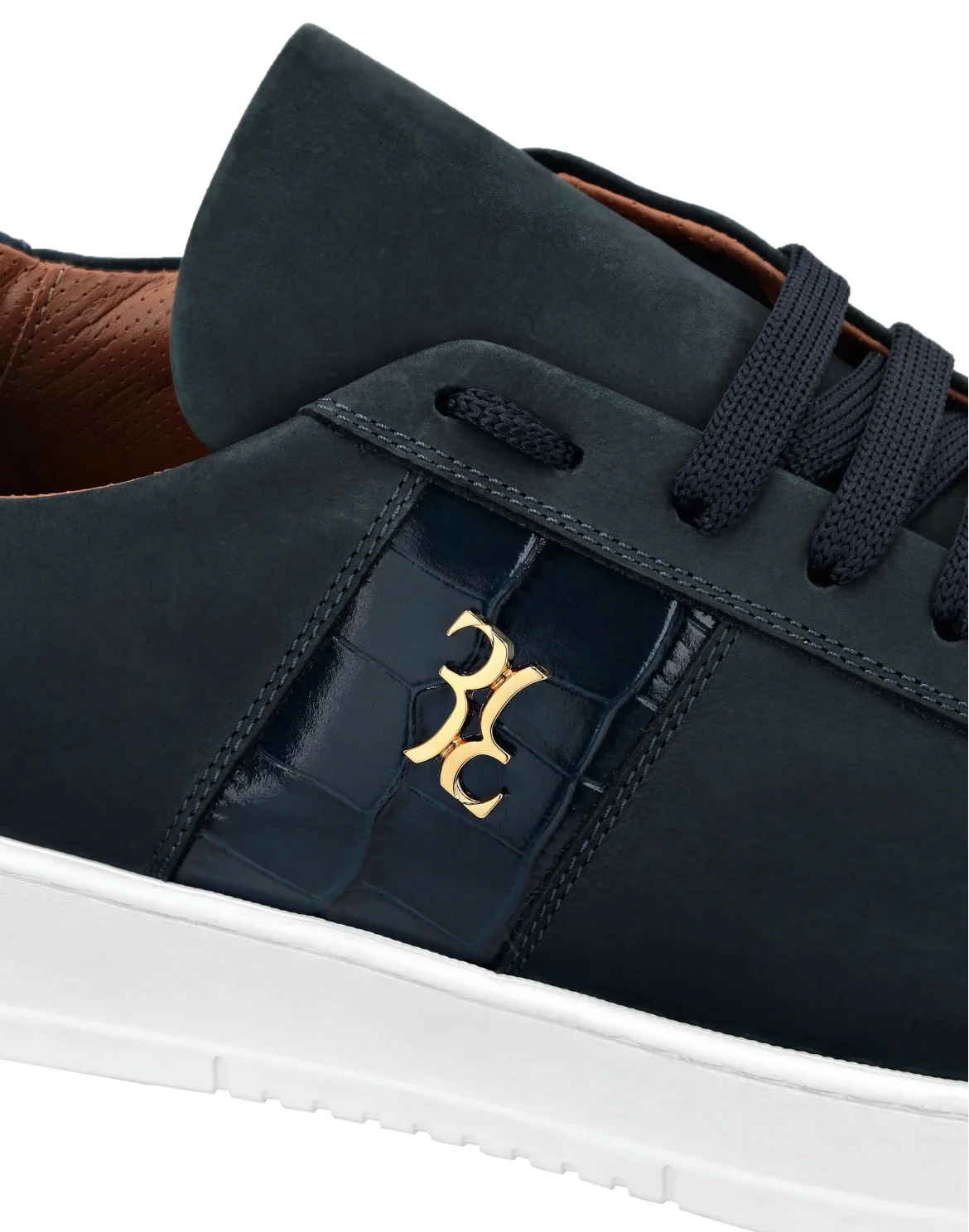 Nabuk and Leather Lo-Top Sneakers, цвет: Синий