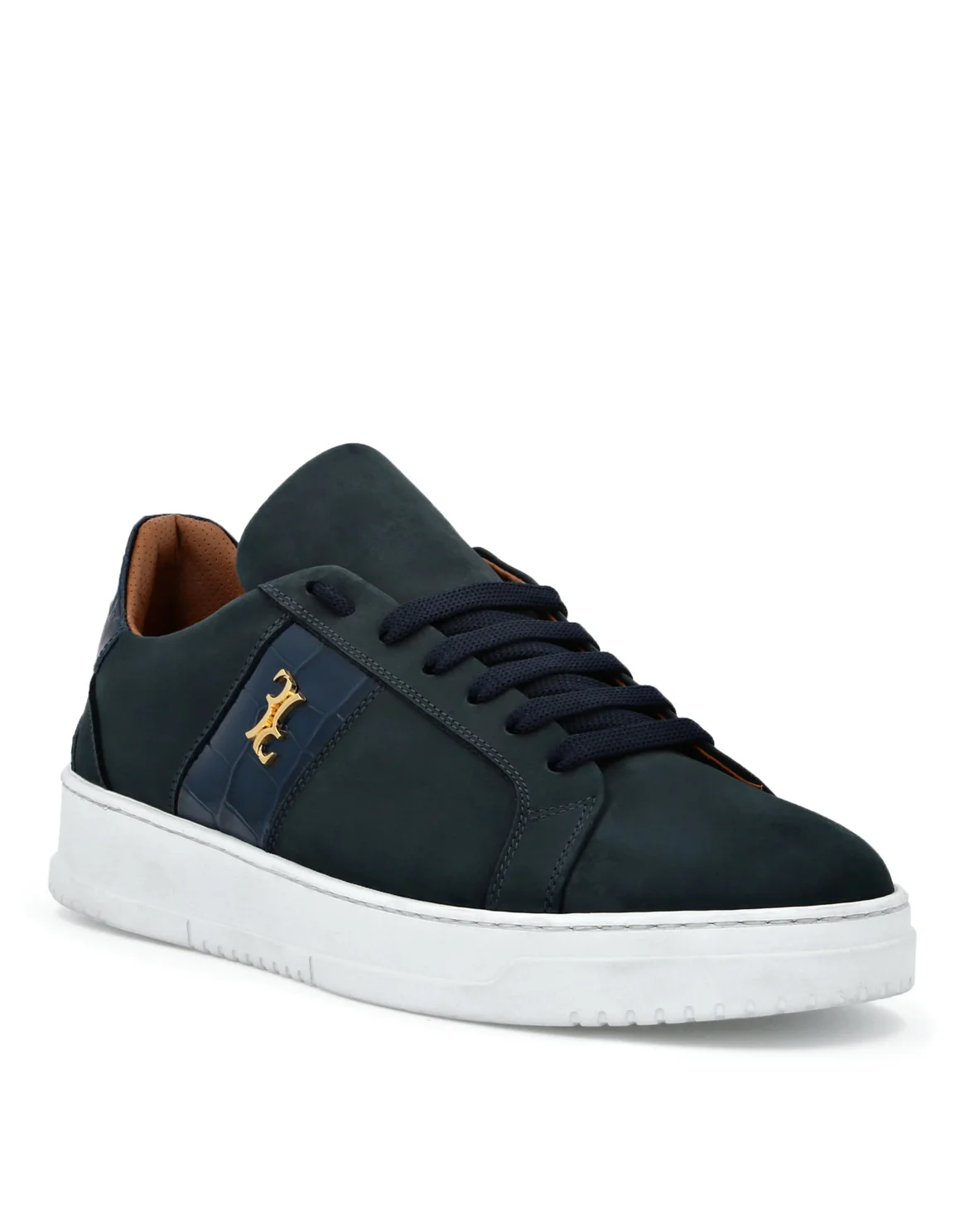 Nabuk and Leather Lo-Top Sneakers, цвет: Синий
