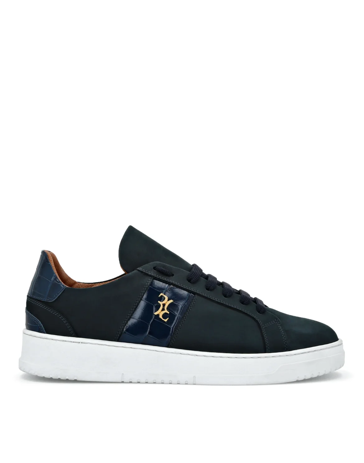 Nabuk and Leather Lo-Top Sneakers, цвет: Синий
