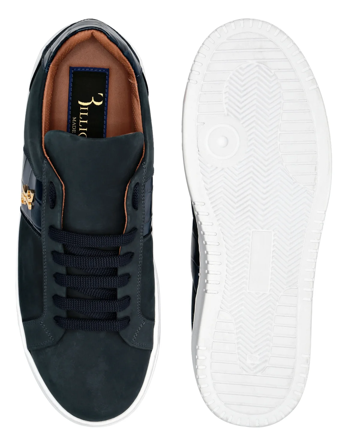 Nabuk and Leather Lo-Top Sneakers, цвет: Синий
