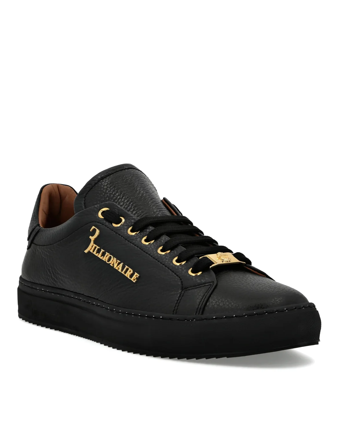 Leather Lo-Top Sneakers, цвет: Черный