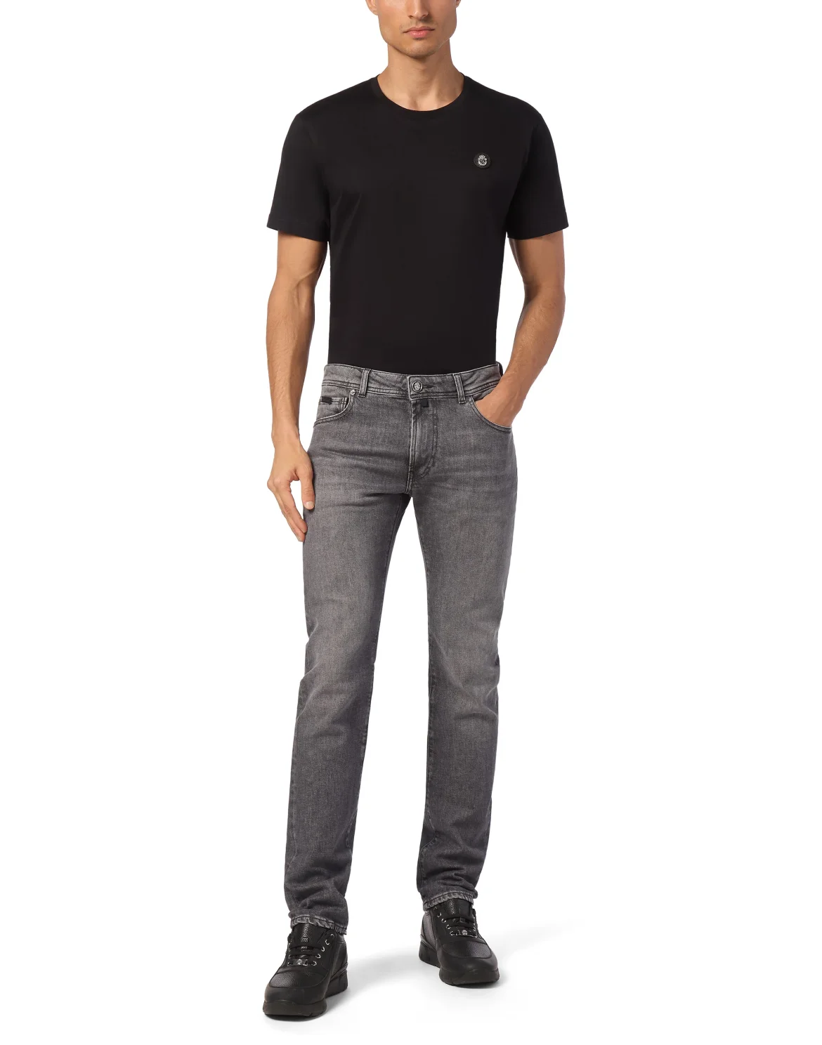 Super Straight Cut Denim Trousers, цвет: Серый
