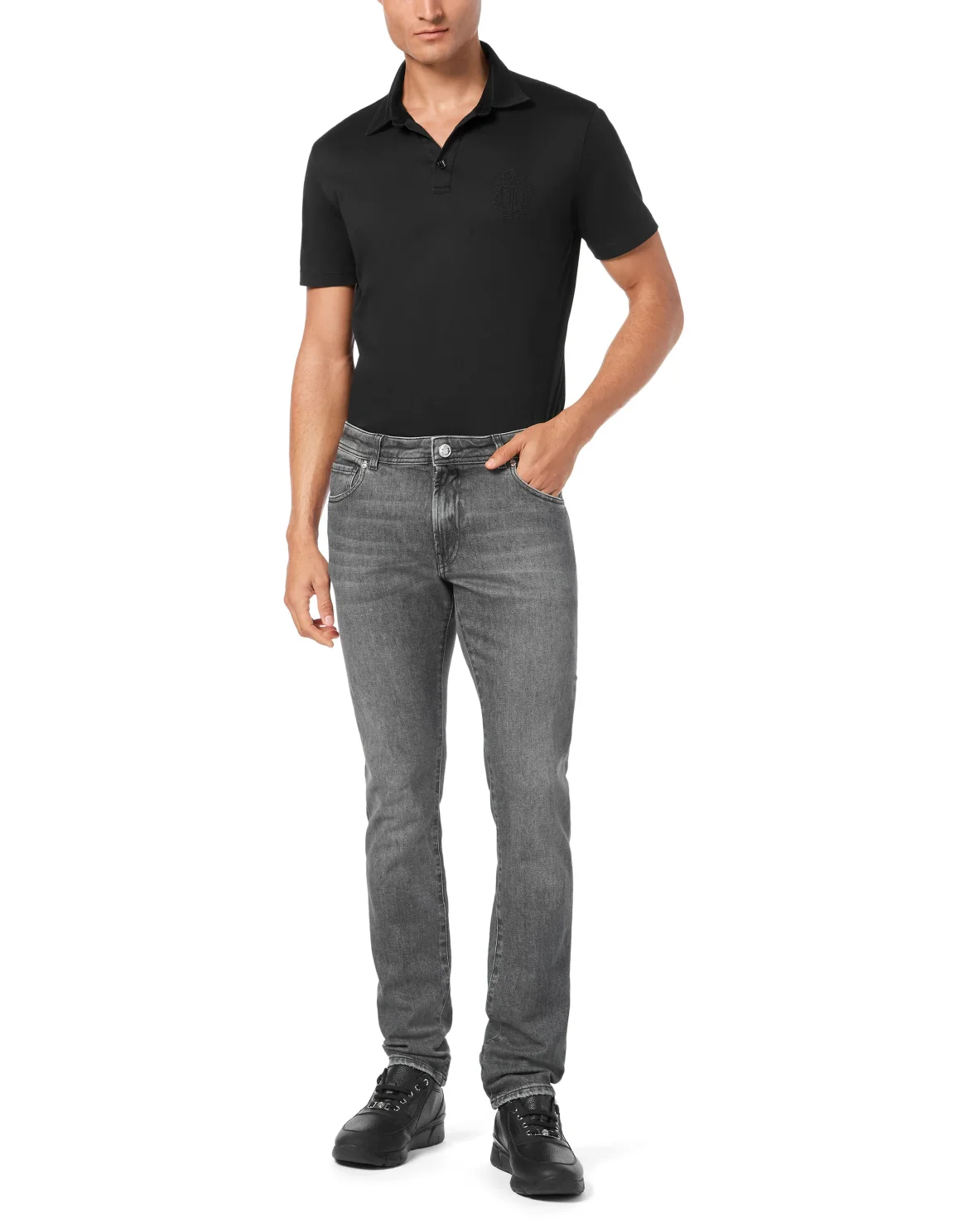 Super Straight Cut Denim Trousers, цвет: Серый