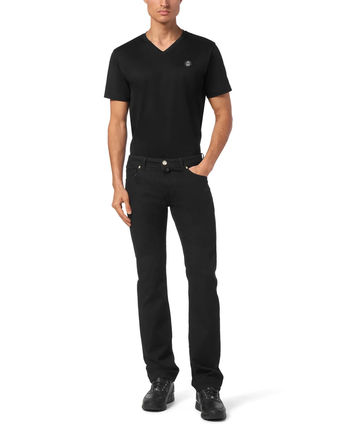 Regular Fit Denim Trousers, цвет: Черный