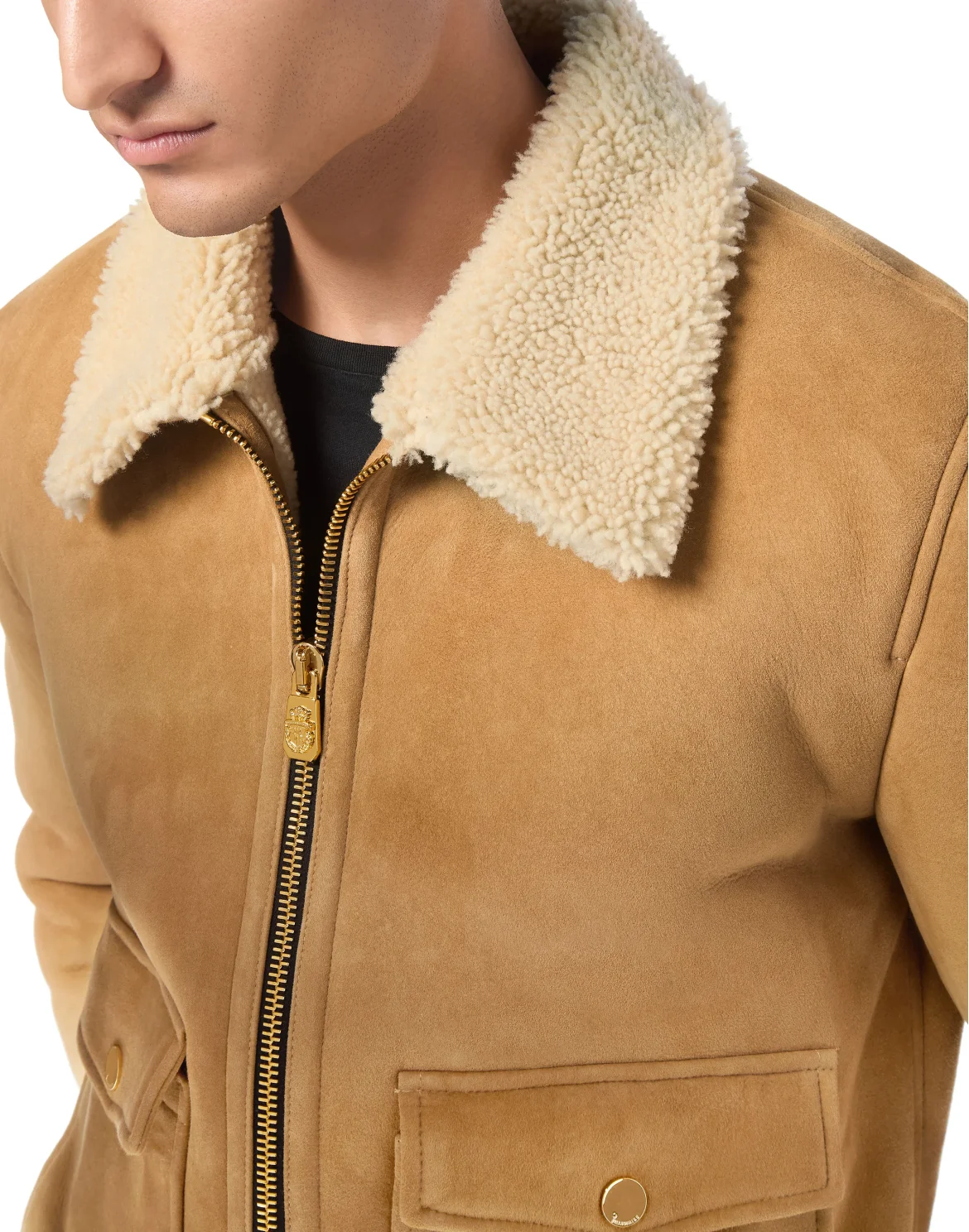 Aviator Shearling Jacket, цвет: Бежевый