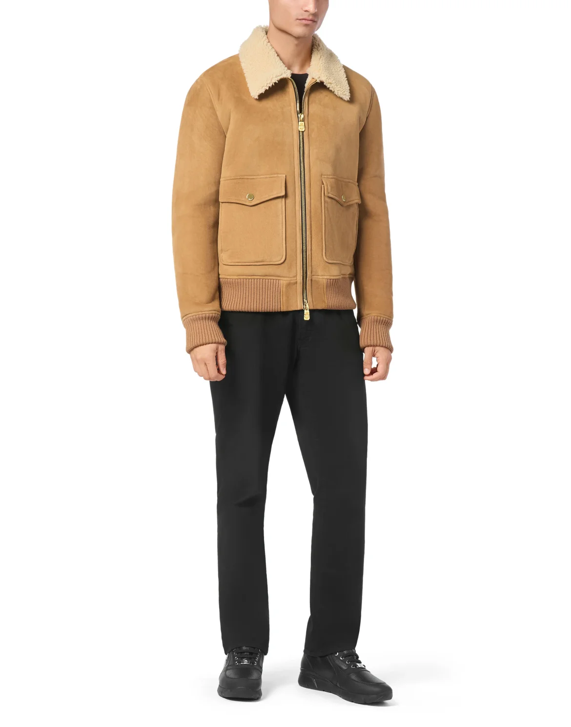 Aviator Shearling Jacket, цвет: Бежевый